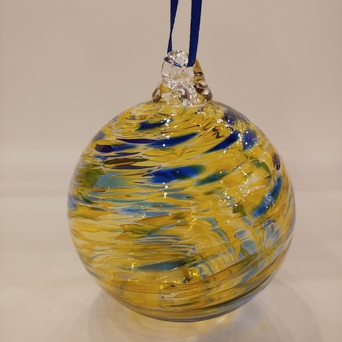 DB-674 Ornament Blue & Yellow Twist $35 at Hunter Wolff Gallery